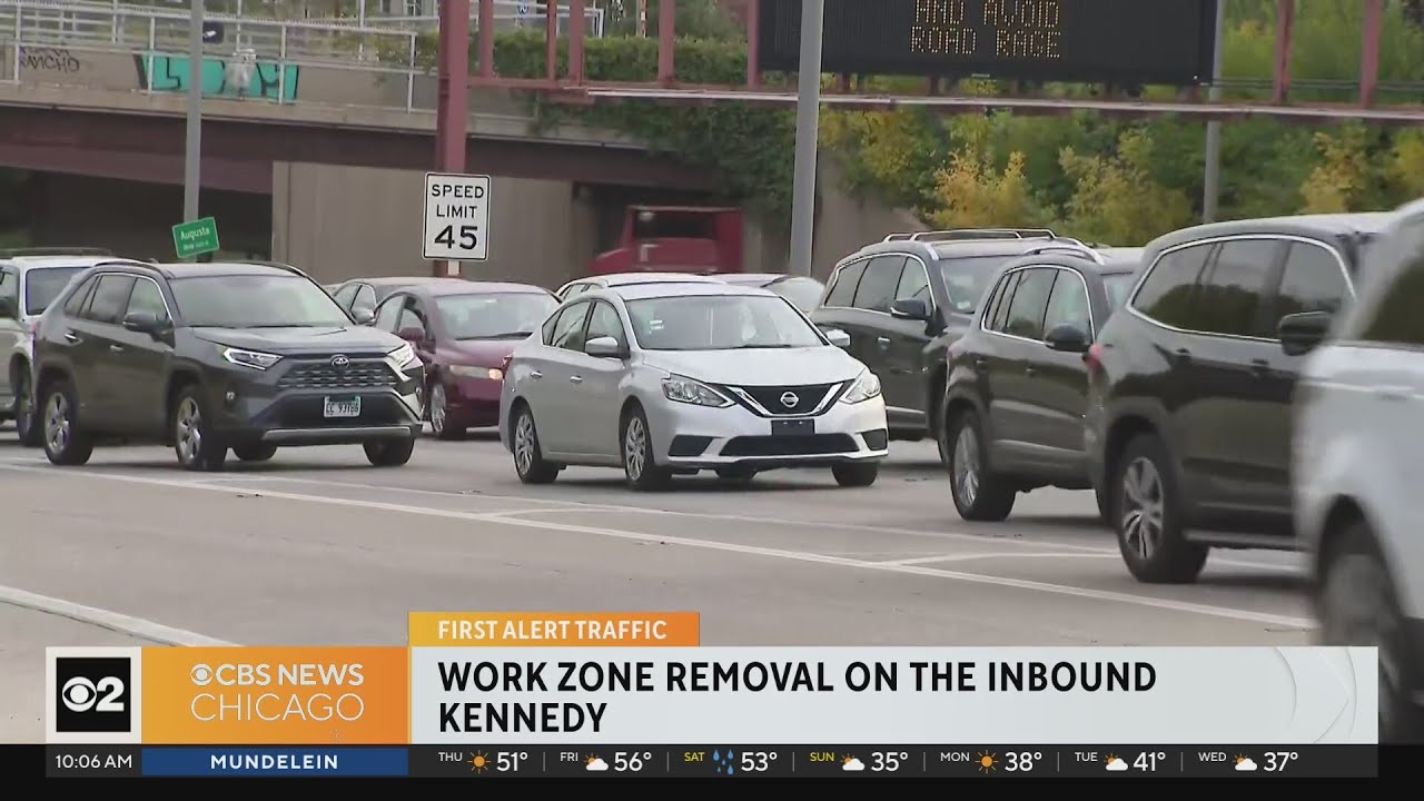 Work zone removal underway on inbound Kennedy - YouTube