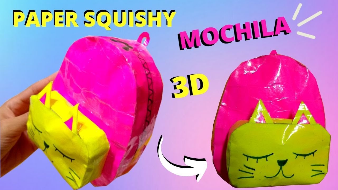 COMO FAZER PAPER SQUISHY DE MOCHILA 3D!!!
