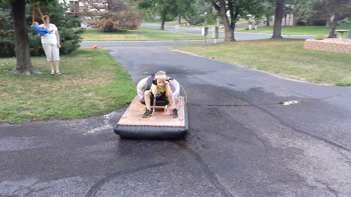 Oliver riding the hovercraft