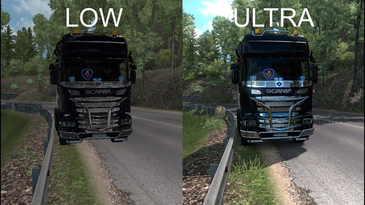 Euro Truck Simulator 2 Low Vs Ultra Graphics Youtube