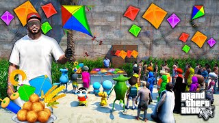 GTA5 : Shinchan & Doraemon Shopping For Kites Celebrations (Sankranti) Buying Kites in gta5 Telugu 🤣