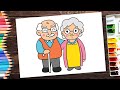 How To Draw Cute Grandparents Grandpaa And Grandmaa Drawing 