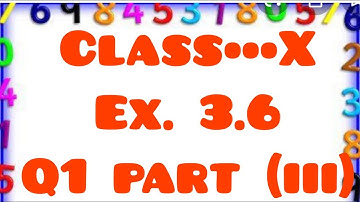 Class - 10th, Ex. 3.6, Q1 ( iii), Maths( Pair of Linear Equations in Two Variables) NCERT CBSE