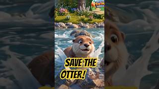 Tiny Otter Trapped in Waves… Bear Becomes Hero 🐻 #shorts #fyp