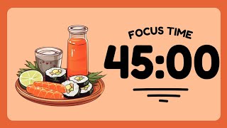 3 Hour Sushi Study Session 🍣 | 45/10 Brown Noise Pomodoro Countdown Deep Focus ⏱️ | 