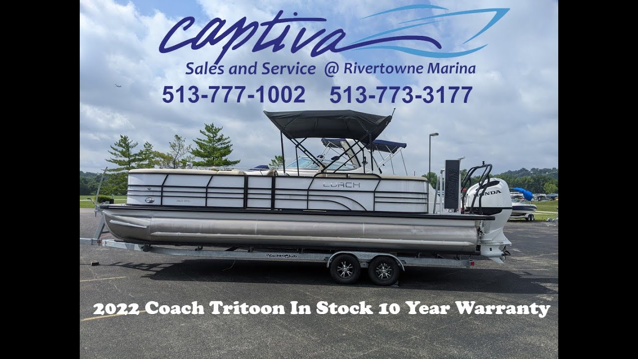 2022 Coach Tritoon 250 Horse Power Honda For Sale In Stock Cincinnati Ohio Captiva Boat Sales