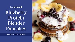 Super Easy Blueberry Protein Blender Pancakes | Gluten-free + Vegan