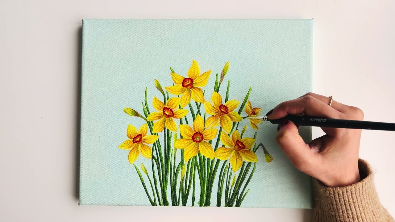 Relaxing Daffodil Painting 🌼 | Satisfying Art Process