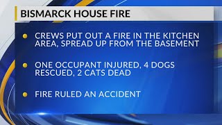 Fire in Bismarck home leaves person injured, two cats deceased