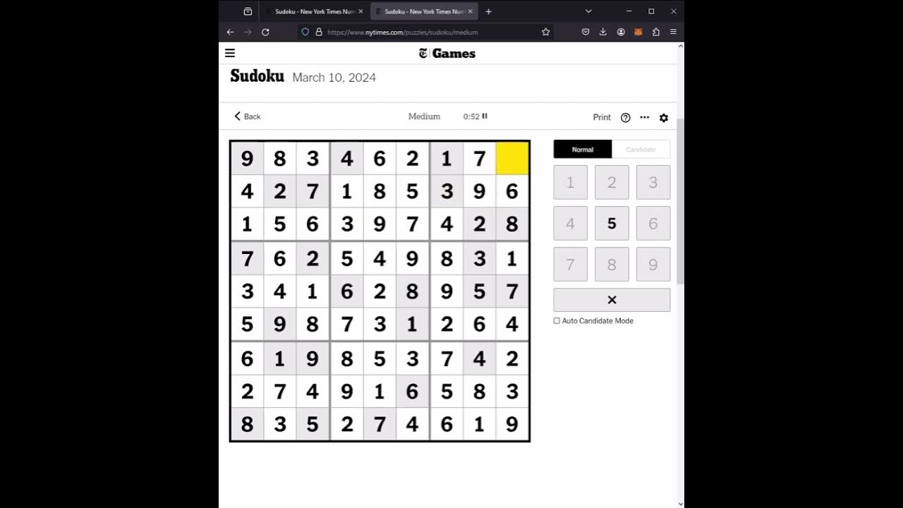 Sudoku NYT Answers Easy Medium Hard 10th March 2024 YouTube