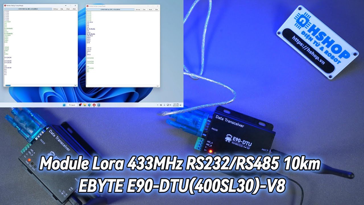 Modem Wireless LoRa Ebyte E95-DTU 433 MHz 10km - Trasceiver Dati RS232 Lungo Raggio