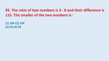 93. The ratio of two numbers is 3 : 8 and their difference is 115. The smaller of the two || edu214