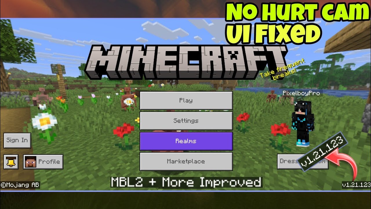 Minecraft 1.21.123 OPTIMISED Update | No Hurt Cam ✔ UI Fix ✔ Pause Screen Fix (MBL2 Patch)