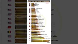 Widely Used Bullet Caliber Sizes Compared in One Chart: From 9mm to .50 Cal #shorts