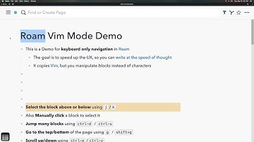 Roam Research - Vim Keyboard Shortcuts via roam-toolkit