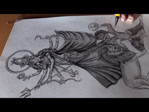 How To Draw Dugra Maa Step By Step Sketch Tutorial l Durag maa #Drawing ...