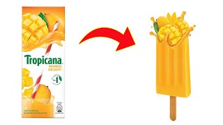 tropicana MANGO fruit juice 🥭 DELIGHT making ice-cream real mango fruit ice cream  TROPICANA