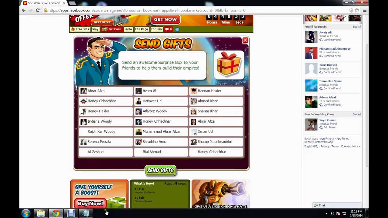 Add cash in Social Wars and Empire