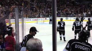 Los Angeles Kings and Kings Fans Celebrate Win against the Coyotes inside Staples Center