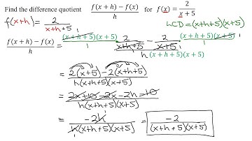 Find the Difference Quotient for the Rational Function f(x)=2/(x+5)