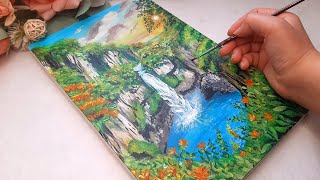 Stunning Landscape painting idea || acrylic painting step by step for beginners