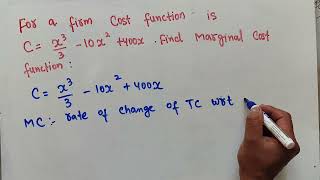 finding marginal cost function from total cost function