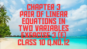 EXERCISE 3 (E) PAIR OF LINEAR EQUATIONS IN TWO VARIABLES CLASS 10 Q.NO.12 (in Garo)