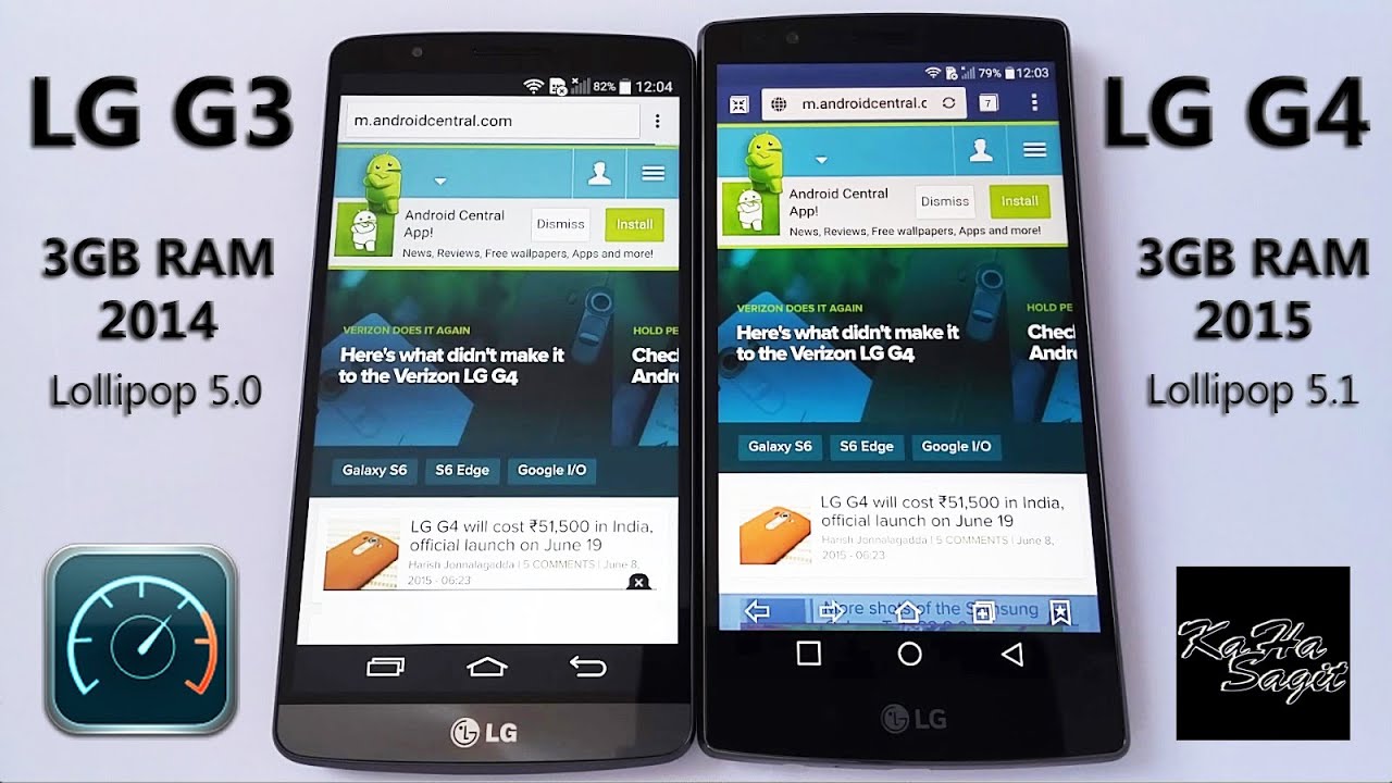 LG G3 vs LG G4 Speed Test - apps and web loading time