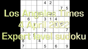Sudoku solution – Los Angeles Times sudoku 4 April 2022 Expert level