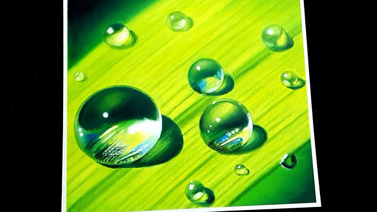 Drawing Water drops with Oil pastels / Oil pastel drawing / Swanee art