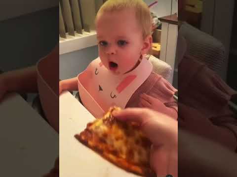 BABY trying #pizza for the first time