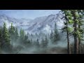 Misty Mountain Range - Panel Painting