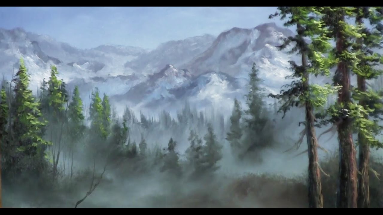Oil painting Mountains' mist