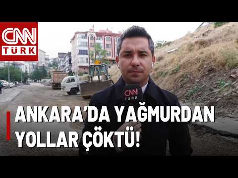It Rained in Ankara, Roads Collapsed! The Municipality is Filling the Collapsed Roads with Gravel!