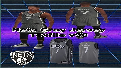 NBA2k20v98 Brooklyn Nets Gray Jersey Texfile v98