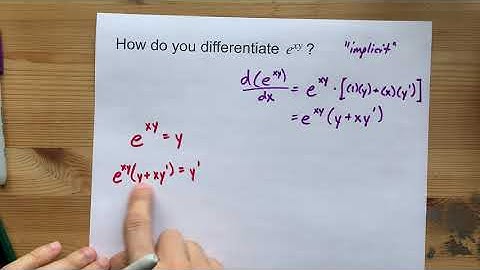How do you differentiate e^xy ? ... Use implicit differentiation