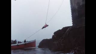 1970, Bishop Rock lighthouse Relief, Isles of Scilly, Keeper supply and transfer, 8mm, Cine Reel