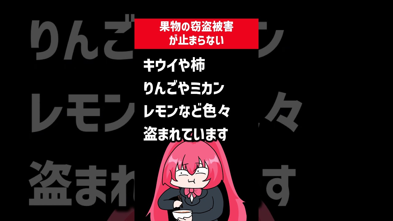 果物の窃盗が止まらない……福岡で２０２４年あたりから果物の窃盗被害が多発。警察やJAなども対策しているものの完全に窃盗を防ぐことができないのが現状。さらに果物以外のあらゆるものも盗まれるように