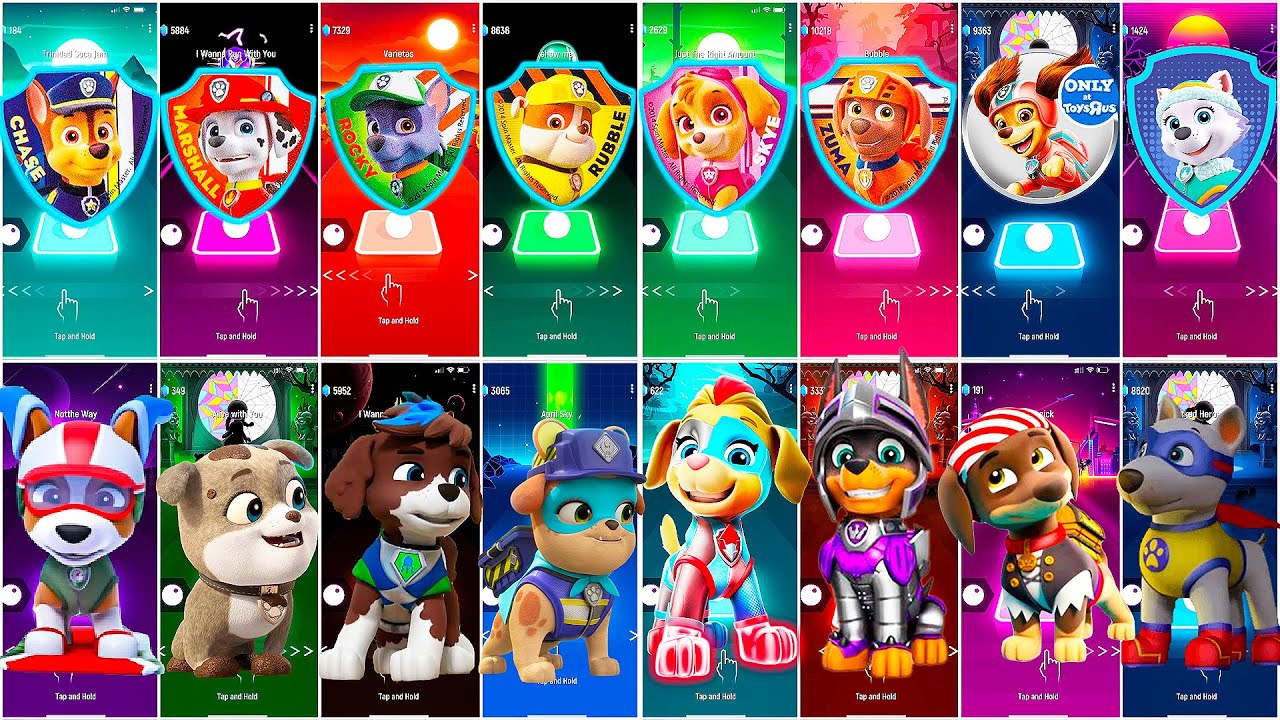 Paw Patrol Megamix: CHASE VS MARSHALL VS ROCKY VS RUBBLE et al | Tiles Hop | Coffin Dance Song