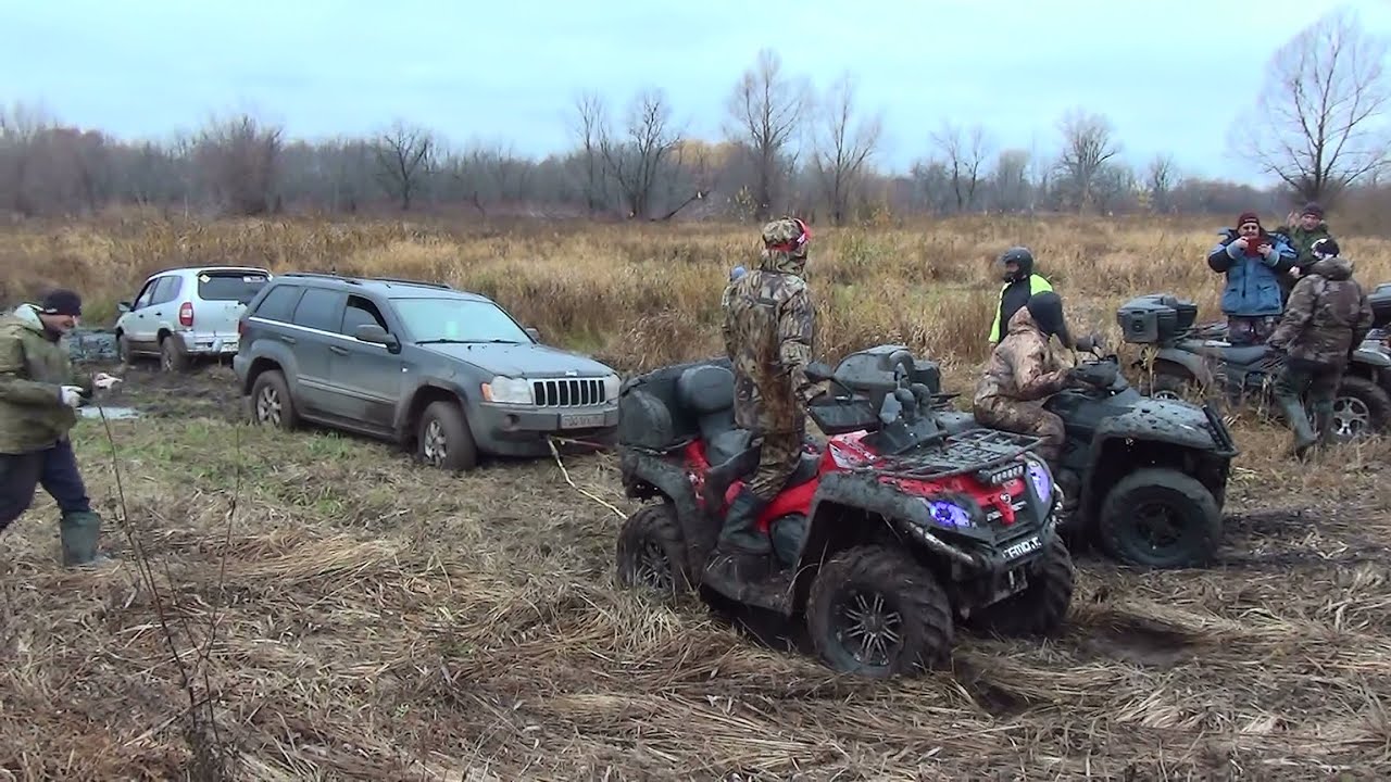 Квадроциклы СFMOTO спасают джип из грязи и преодолевают брод. Самарские квадроциклисты(ВЫПУСК 6).
