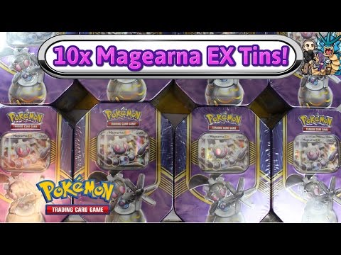 Opening 10x Magearna EX Battle Heart Tins! $200 worth! Pokemon TCG unboxing