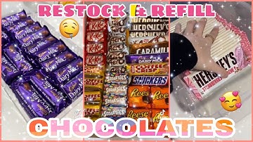 Refill & Restock CHOCOLATES 🍫 Dairy Milk, Hershey’s, Kitkat, Snickers, etc. | SWEETS RESTOCK ASMR ✨