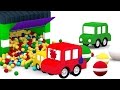 3D мультики про машинки. 4 машинки и мячики с краской