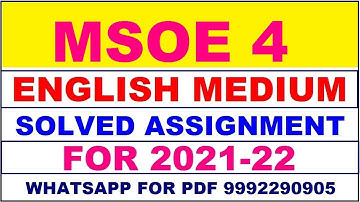 MSOE 4 Solved Assignment 2021-22 in ENGLISH,  Whatsapp For Pdf  9992290905.