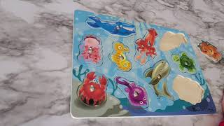 Melissa & Doug Magnetic Wooden Fishing Puzzle 🦑🐠🦈- 2 year old