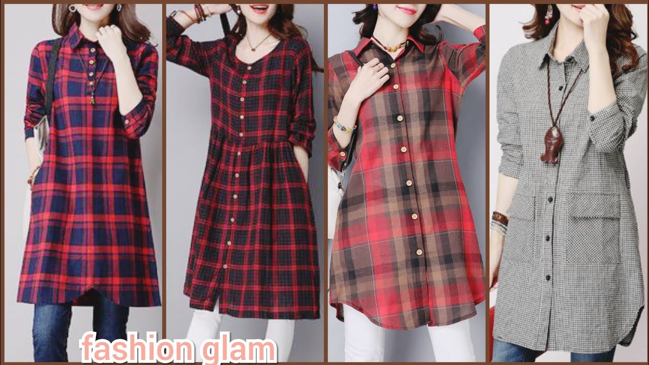 ladies check shirt dress