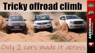 Tricky offroad climb, only 2 cars made it! Feat. Pajero Sport, Endeavour 3.2, Thar, Isuzu V-Cross