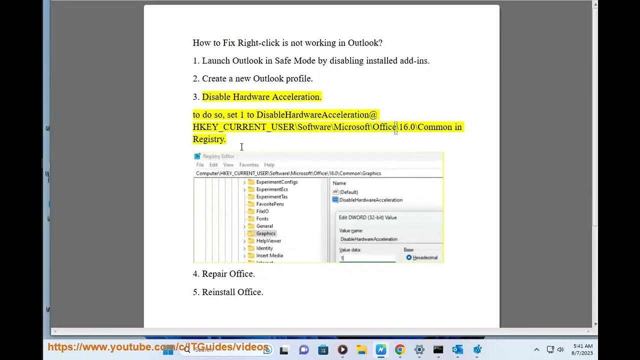 Fix Rightclick is not working in Outlook YouTube