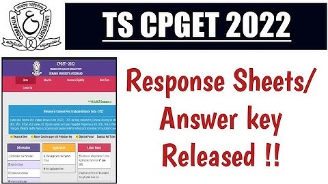 TS CPGET 2022 Response sheets/Answer key Released!!|| Cpget response sheets |TS CPGET 2022.