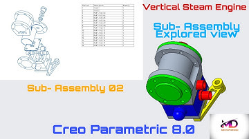 Vertical Steam Engine Sub-assembly 02 II Creo Part Modeling Tutorial II Mechapedesign